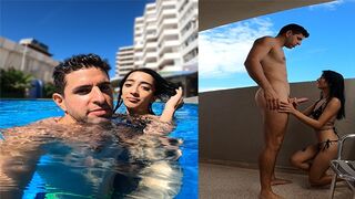 An Argentine woman is caught at the pool and fucked hard