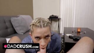 A young girl drew a cock and her stepfather fucked her in POV