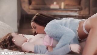 Two skinny and hot girlfriends in sensual lesbian sex