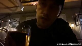 Cute girl masturbating in the car with Devils Kos, almost caught