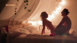 A girl is having fun with her boyfriend at home