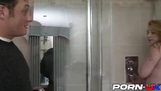 Busty stepdaughter Harmony Reigns showered and got screwed hard