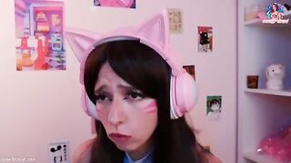 Gamer girl DVA Cosplay fucks while playing Overwatch, showcasing her wild side