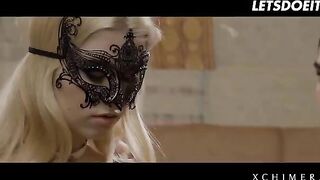 Luxury blonde babe Misha Cross fucked by two cocks in HD