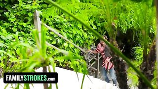 Two mischievous teens caught in a compromising 4th of July situation