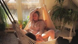 An amateur couple has sensual sex while masturbating each other on a sunny day
