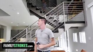 Cute girl fucks with her two stepbrothers in turn