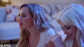 A hot lesbian encounter between two voluptuous besties, Skye and Blake