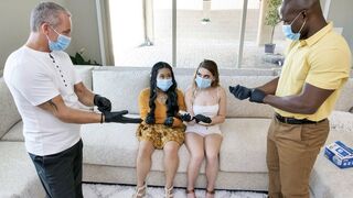 Two step daughters get their pussies washed by their dads