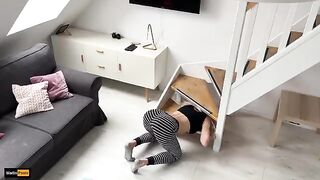 She got stuck and her stepbrother took advantage of the situation to have his way with her