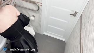 First night date with a hot Russian beauty in toilet