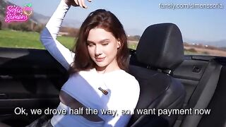 A sexy girl agreed to have sex on the car's back seat for money