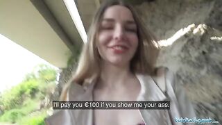 Long haired Ukrainian girl fucked outdoors for cash