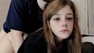 The cute roommate has slow sex with her boyfriend, showcasing a passionate encounter