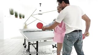 The guy won the bet and fucked a blonde after the ping-pong match