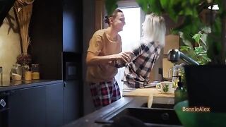 The couple was seen fucking in the kitchen, what a shock!