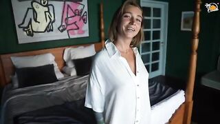 Blonde amateur MILF gets fucked in a hotel room