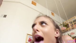 Brunette teen Gia Derza gets her pussy and ass railed by two guys