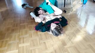 Girl squirts on the floor, gets a huge load in return