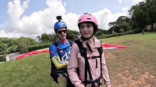 Squirting while paragliding in Costa Rica with intense orgasm