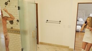 Athena sneaks into the shower with her stepfather in a spyfam scene