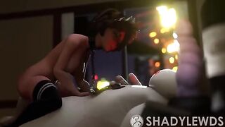Aunt Cass rides the cock of a giant robot in a steamy scene