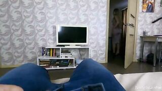 The stepson pulled his cock out and shoved it into his stepmom’s pussy