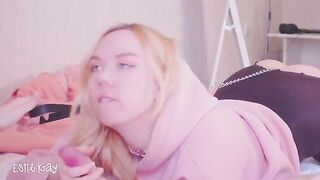 Silly step sis gets fucked by a butt plug on a leash