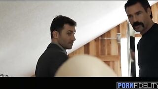 Lily Love seduced two guys and sucked their cocks passionately