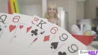 Hot blonde MILF Aaliyah Love plays strip poker with her stepson