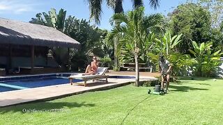 My gardener is inept, but he pools my pond with passion