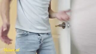 Pervert guy spied on his stepmom, got caught and fucked