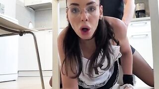 The cheeky maid got a bit too playful while cleaning