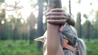 A hot babe got lost while jogging in the woods and had to get intimate to survive