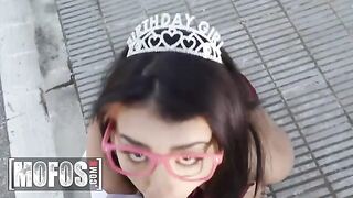 Jordi El Nino Polla surprises birthday girl Kitty Love with a present on the street