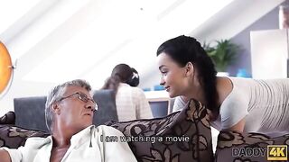 Old man seduced his son's GF for forbidden sex