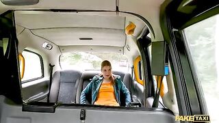 A fake taxi picks up a gorgeous ginger slut, Kiara Love, who squirts like a mad one
