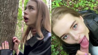 Outdoors public tryouts with Californiababe in the forest