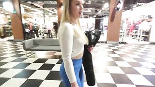 Hot blonde with big ass fucks in the shopping mall toilet for cash