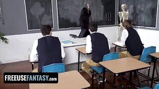 Three students fucked thick teacher Valentina Nappi in the classroom - FreeUse Fantasy
