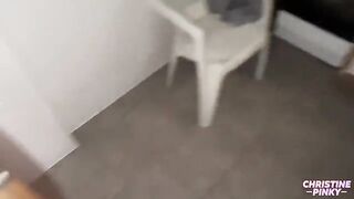 A cute brunette has sex with her guy in the kitchen late at night