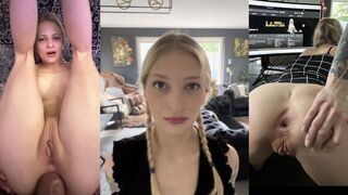 Young teen gets her asshole gapped and filled with cum in a hot compilation
