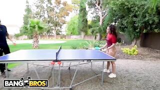 The ass of the brunette Ariana Van X is put to the test with ping-pong balls