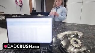 Cock craving blonde teen Eva Nyx gets creampied by stepdad