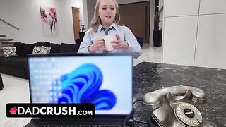 Cock craving blonde teen Eva Nyx gets creampied by stepdad