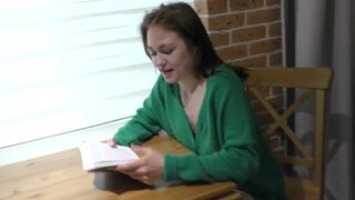 The student gently spreads her legs to learn Kamasutra hard