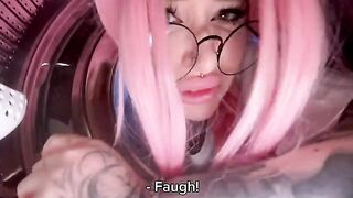 My stupid stepsister got stuck in a washing machine and I got my big dick stuck too