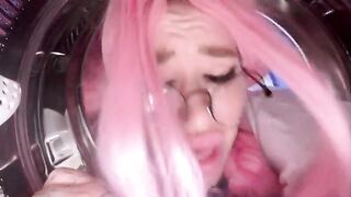 My stupid stepsister got stuck in a washing machine and I got my big dick stuck too