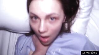 The innocent-looking girl is used as a cum dumpster on cam