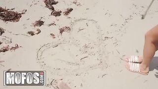 Petite Asian beauty gets fucked on the beach